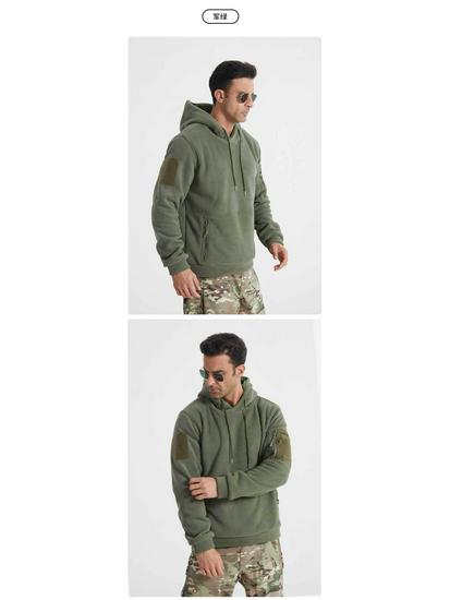 Men's Winter Camouflage Hooded Sweatshirt - Thick Fleece Lined, Warm, Outdoor Tactical Sport