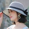 Women Wide Brim Straw Sun Hat with Bow Ribbon Summer Beach UV Protection Floppy Bucket Cap