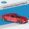Welly 1/24 Porsche Taycan Turbo S Alloy Sports Car Model Diecasts Metal New Energy Vehicles Car Model Simulation Kids Toys Gifts