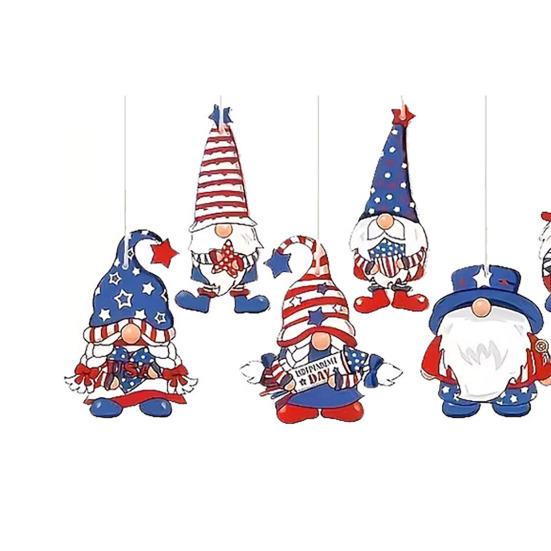 4th of July Patriotic Gnome Ornaments Independence Day Red White Blue Gnome Hanging Decorations for Memorial Day Tree Home Party Decor