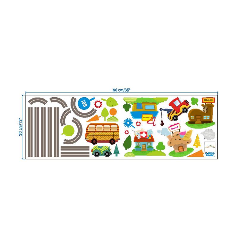 Dětská ložnice Mateřská škola Samolepka na zeď Kreslené auto Odnímatelná samolepka na zeď