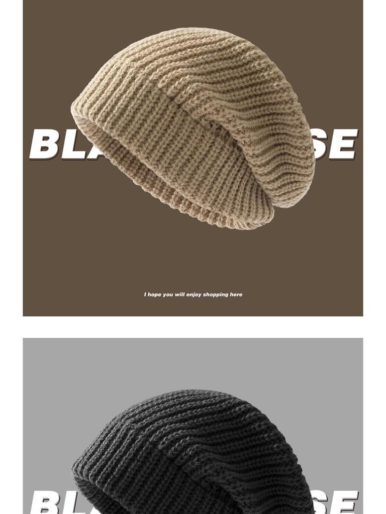 Women's Woolen Beanie: Warm, Knitted, and Versatile for Autumn/Winter - Perfect for Large Head Circumference and a Flattering Small Face Look.