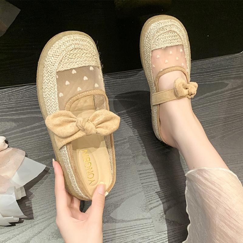 Mesh slippers women's outer wear New Year's new autumn versatile fashion breathable bag head half drag thick bottom fisherman sandals