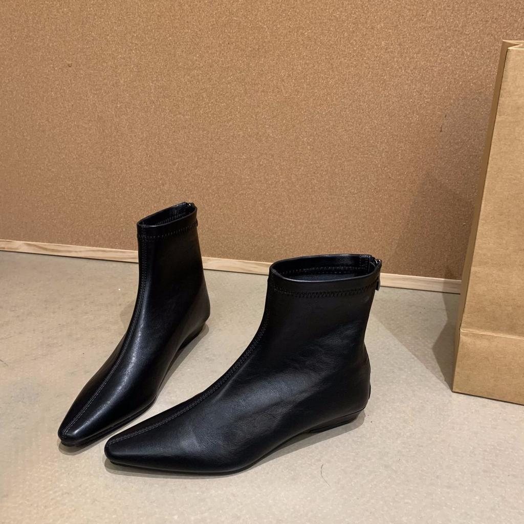 Retro Wedge Boots In Spring and Autumn New Style Pointed-toe Shoes, Short Boots for Women