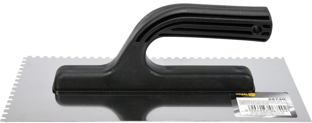 Stainless steel plastering trowel 270 x 125mm, teeth 4 x 4mm 06740 VOREL
