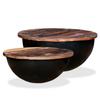 Day and Night - Day and Night Bowl-shaped Coffee Table Set 2 Pcs Recycled Wood Black