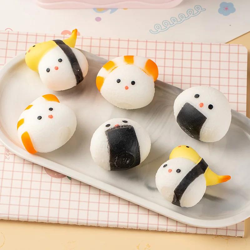 Sushi Squishy Food Simulation Fidget Toy Soft Mochi Squeeze Anti-Stress Ball Sensory Anxiety Relief Vent Decompression Toy