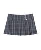 Fancy Club Check Pleated Wrap Skirt (Charcoal) F26Qd159