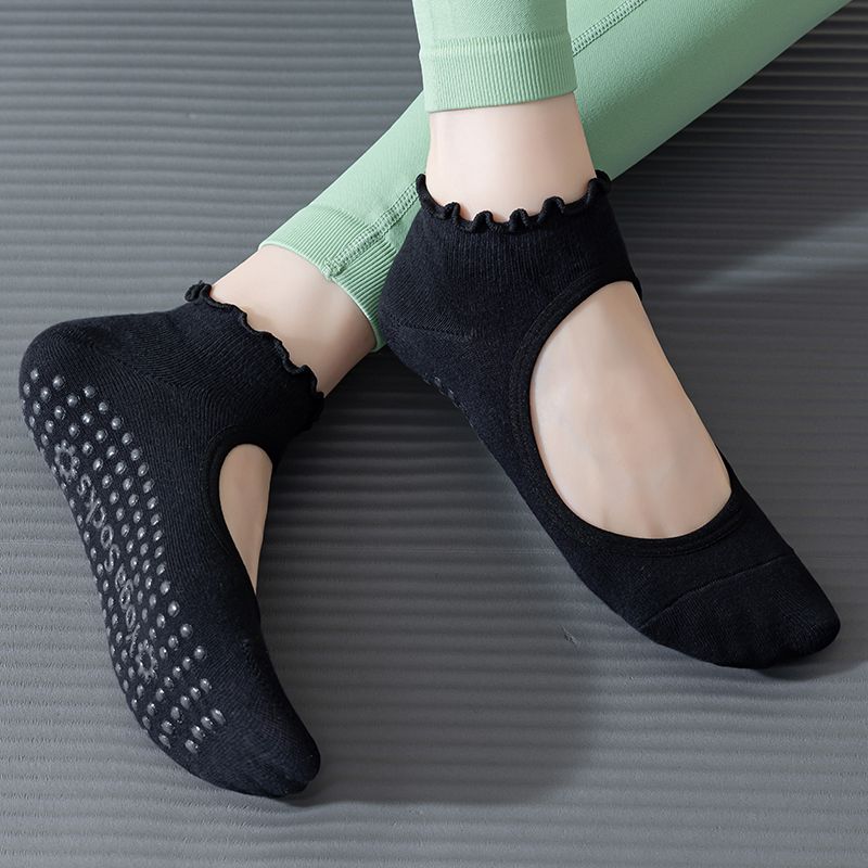 

Small Fish plus Yoga Socks Women s Summer Thin Professional Non Slip Cotton High-End Summer Lace Pilates Athletic Socks 2304D Black