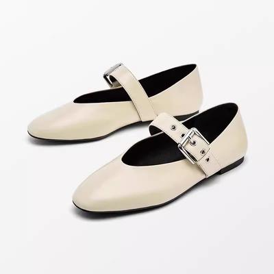 Spring New Women's Casual Flat Shoes Soft Sheepskin Mary Jane Shoes Ballet Shoes Single Shoes