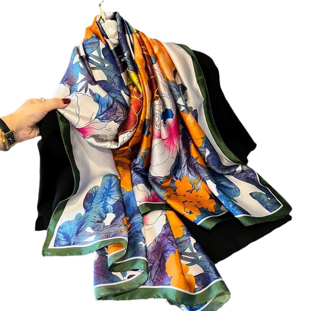 Long Silk Scarf Simulation Silk Female New Fashion Yangqi High-grade Wild Spring and Summer Dual-use Sun Shawl Female