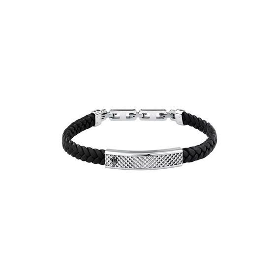 Maserati Jewels Серебряный браслет из нержавеющей стали с черной переработанной кожей JM525AVE36 Для мужчин