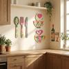 8PCS/SET Fork Wooden Wall Sticker Ornaments Floral Coffee Element Wall Plaques  Cafe Decoration