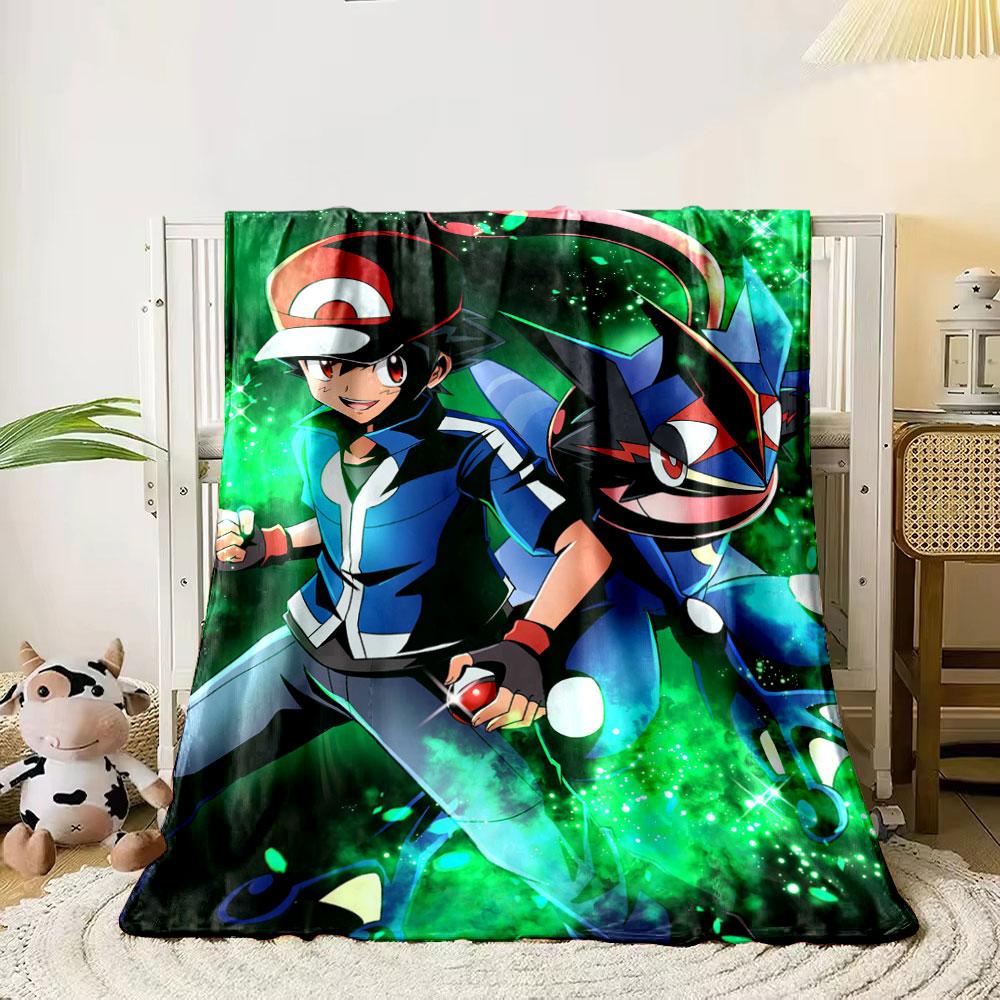 

A character with a red cap and a blue creature amidst green energy effects. for all seasons blanket lunch break throw gift 80cm x 120cm