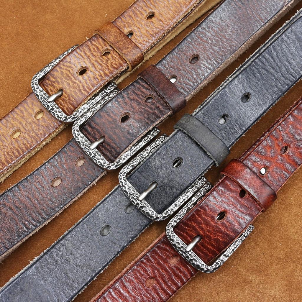 Retro Personality Trend First Layer Pure Cowhide Belt Men'S Genuine Leather Washed Casual Denim Belt