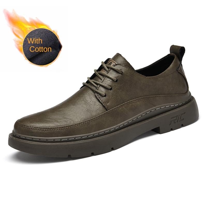 Fashion Spring Autumn New Men's Low Top Shoes Classic Retro Men's Genuine Leather Shoes Office Dress Shoes Winter Cotton Free Delivery