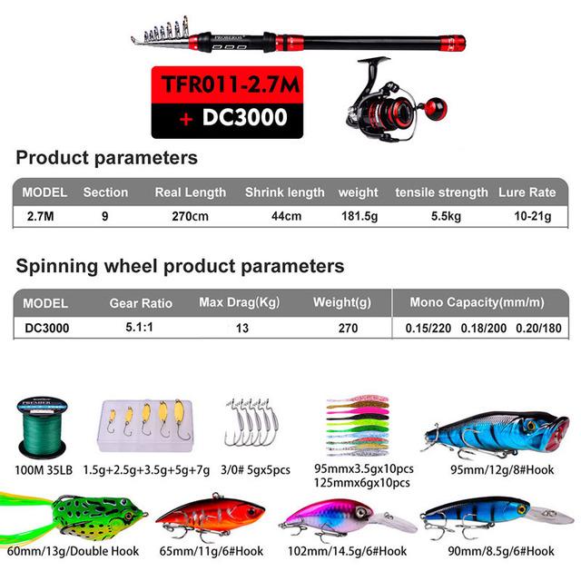 New Fishing Set Telescopic Fishing Rod Combination 1.8-3.6M Carbon Travel Rod with Rotating Reel Line Bait Hook Fishing Bag Suitable for Summer Pesca