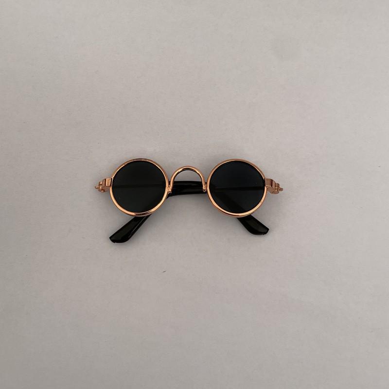 Pet Fashion Round Sunglasses for Cats & Dogs - 9cm Cotton Doll Accessories