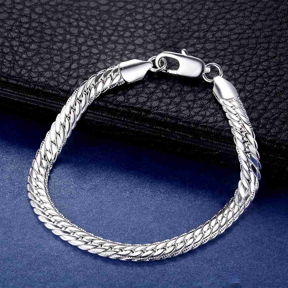 

High Quality 925 Sterling Silver Bracelet 5MM Braided Pattern For Women Men Fashion Chain Wedding Party Engagement Jewelry Gift