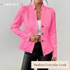 JPNTKY Women's Vintage Casual Solid Color Print Autumn Winter Long Sleeve Jackets & Coats