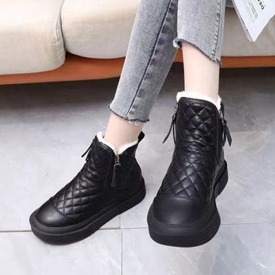 Women's Fashion Lightweight Height-enhancing Thick Sole Winter Warm Fur One Snow Boots Plush Lined Non-slip Casual Sports Martin Cotton Boots