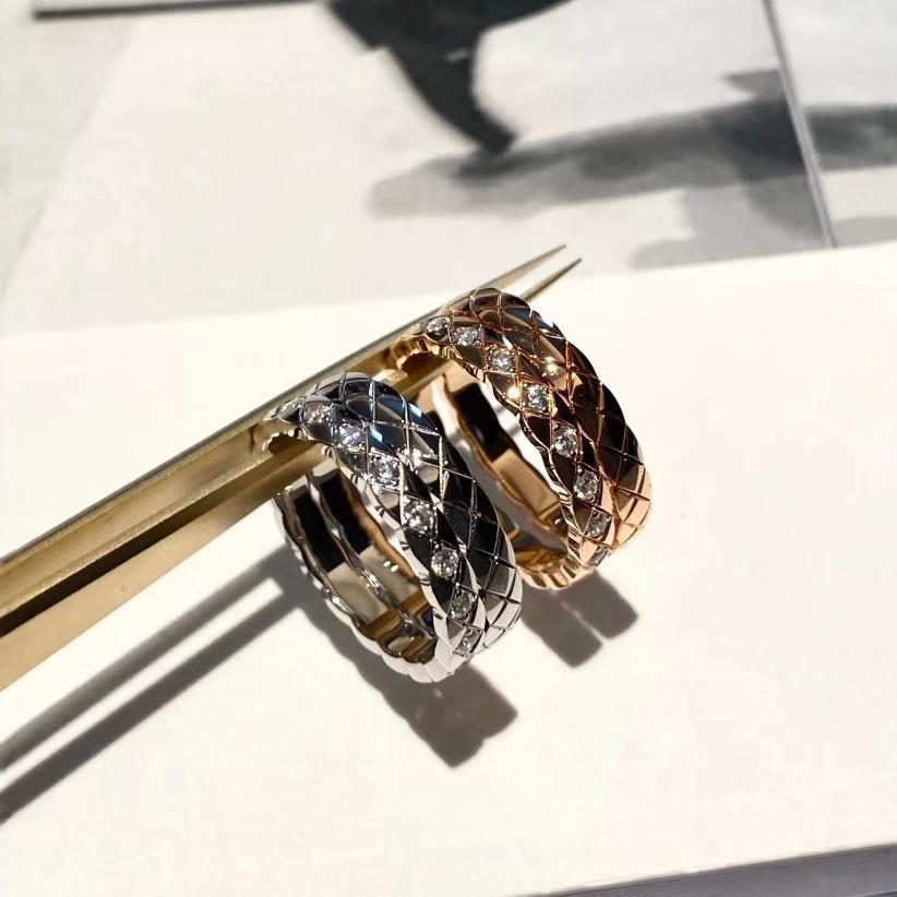 Bague Losange Haute Version en Argent Sterling 925 Plaqué Or 18K Petite Bague Parfumée Lisse Diamants Entiers Bague Seiko