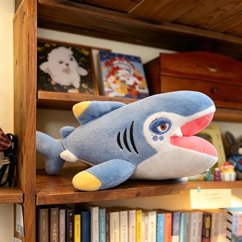 Creative Megalodon Shark Plush Pillow with Red Lips – Funny Prank Toy & Gift Doll