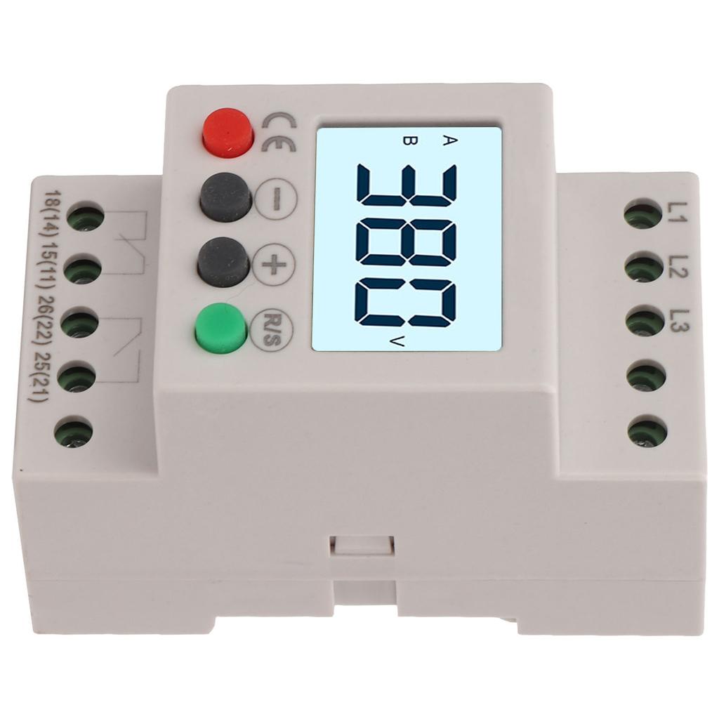 Over Under Voltage Protector Protective Device 3 Phase LCD Digital Display AC 380V
