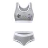 LittleForBig Women's 2-Piece Bralette Set (Gamer Girl) Cotton Cami and Panties, Gray, Size 2XL