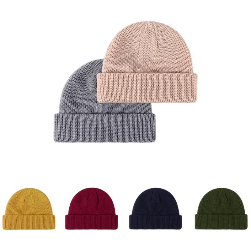 Men Women Winter Thick Warm Hat Plain Beanies for Custom Logo Minimalist Dome Knit Beanie