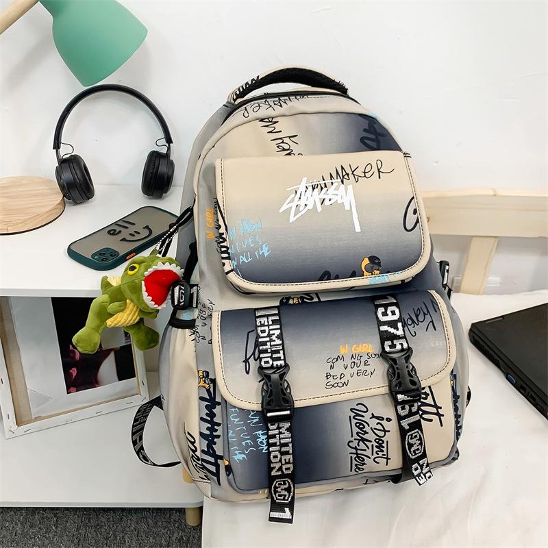 Spot Graffiti Streetwear Lightweight Backpack for Students & Casual Use