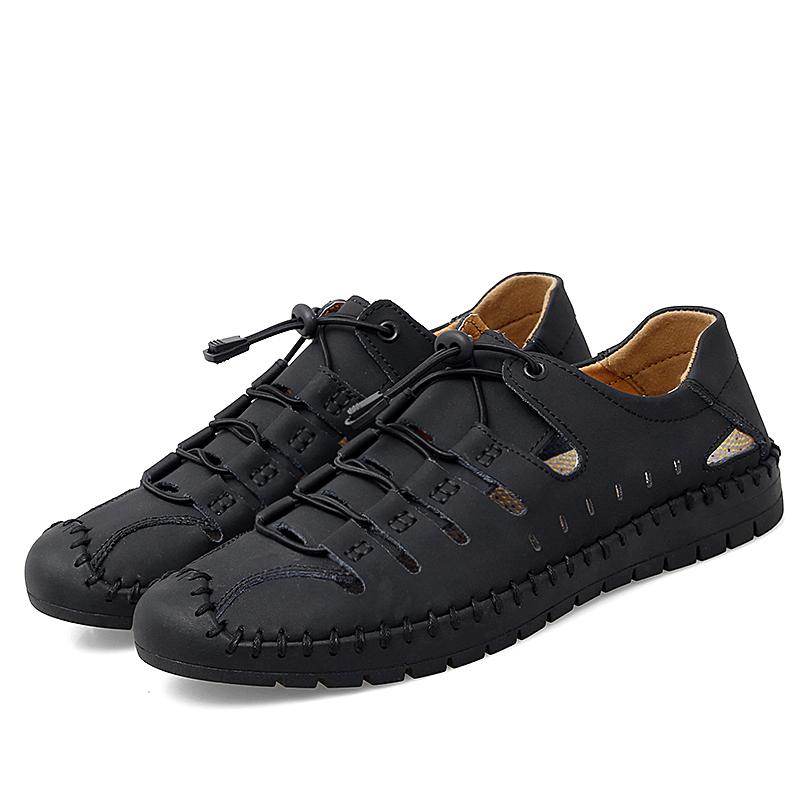 Sandali da Uomo Estivi Punta Anti-collisione Outdoor Passeggio Trekking Scarpe Casual Pelle Escursionismo Ciabatte da Uomo Spiaggia Scarpe da Guado 38-48