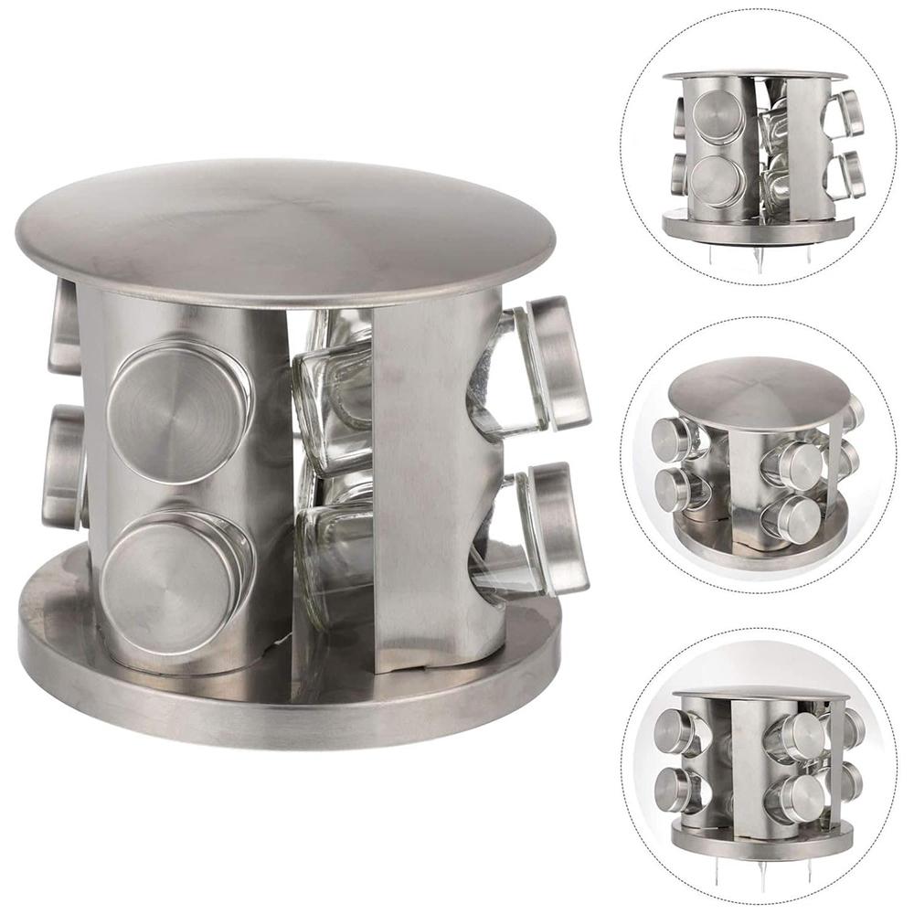 

8Pcs Clear Glass Spice Jar Set with 360 Degree Rotating Base Kitchen Condiment Container (BPA Free,No FDA) Type A