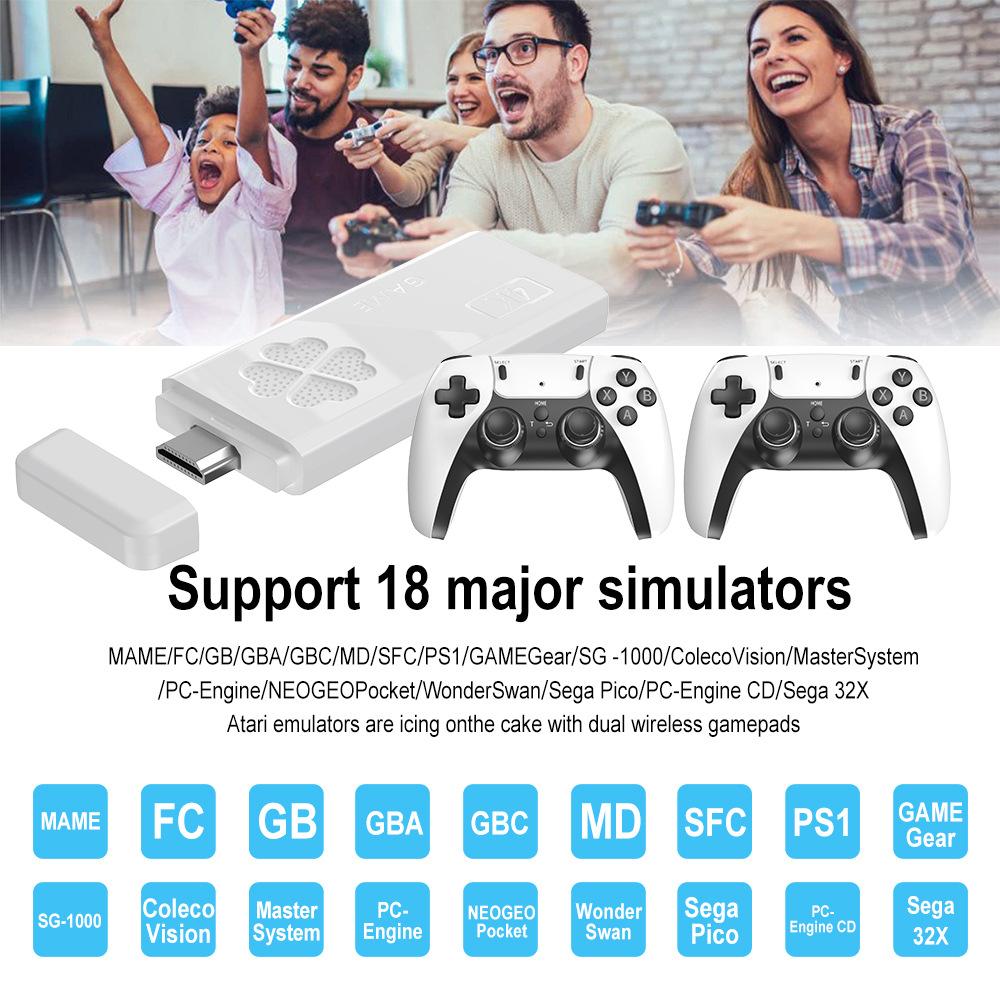 M8II Pro Wireless Retro Game Console with Built-in 30000 Classic Games, 4K HDMI TV Output, Equipped with Dual 2.4G Wireless Controller, 64G Game Stick