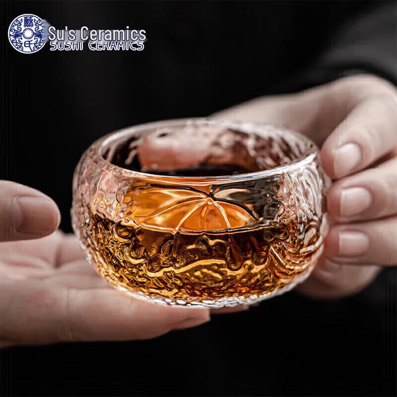 Transparent Lotus Glass Kung Fu Tea Master Cup
