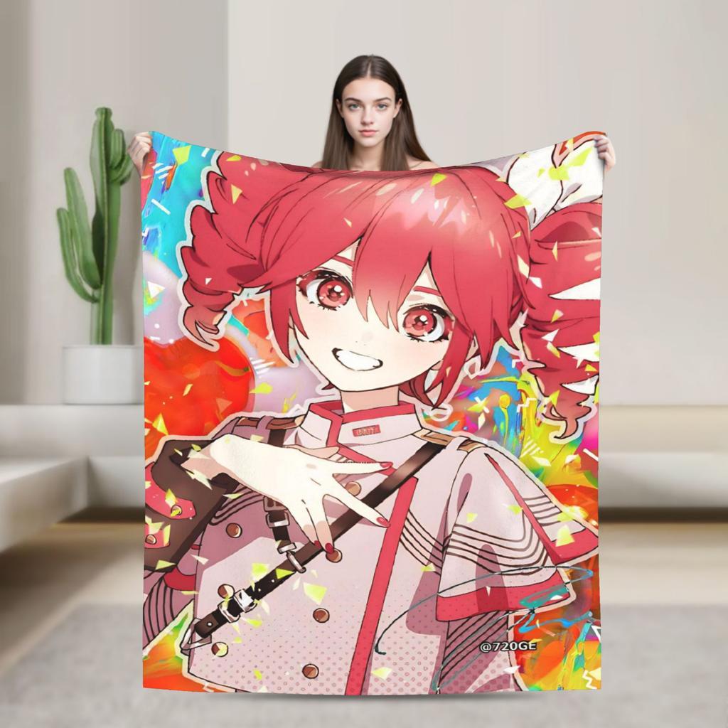 Anime Kasane Teto Flannel Printed Blanket Suitable for All Seasons Suitable for Living Room Office Sofa and Travel 180x250CM