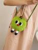 Apple Knitted Mini Crossbody Bag With Drawstring Closure For Kids And Teens