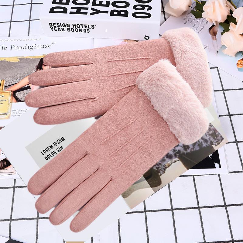 Stylish Women's Winter Gloves: Cute, Velvet-Lined, Thick Suede for Warmth and Cold Protection, Ideal for Riding and Driving