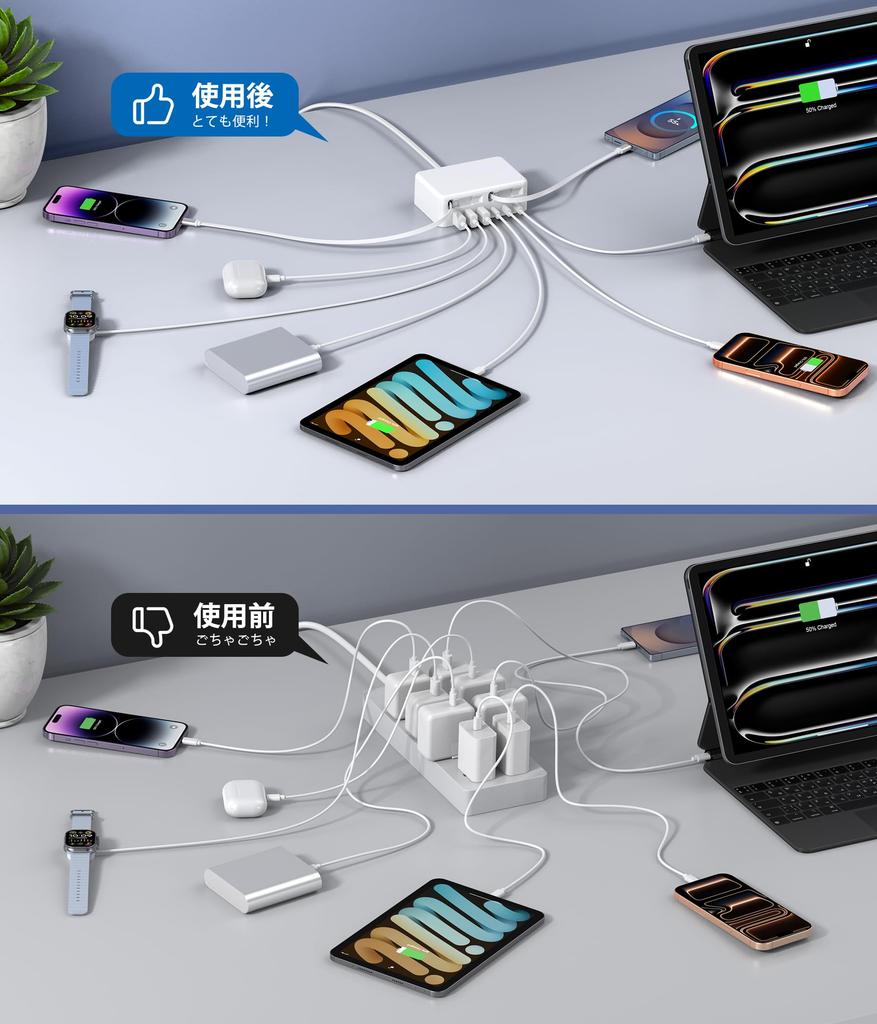 120W Total Power Retractable iPhone Fast AC PD 20W USB C Charger Simultaneous Business Compatible with and Other Devices Charger, Type-C Charger,