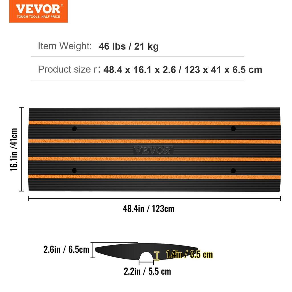 Curb Ramp Rubber Driveway Ramp 2 Pack 2.6" Rise 15T Load Threshold Ramp