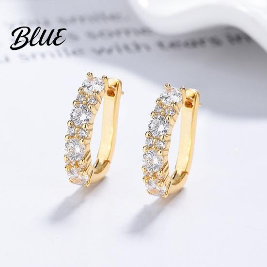 Commuting Earrings 1 Pair Ear-buckle Earrings Circle with Dazzling Cubic