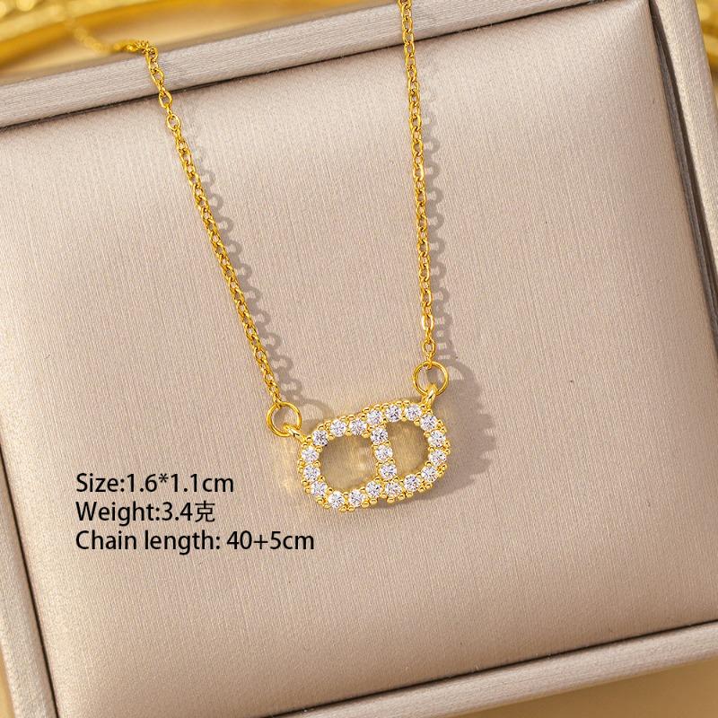 [Titanium Steel] Necklace Women's Copper Micro-inlaid Electroplating Advanced Sense Delicate Clavicle Chain Jewelry