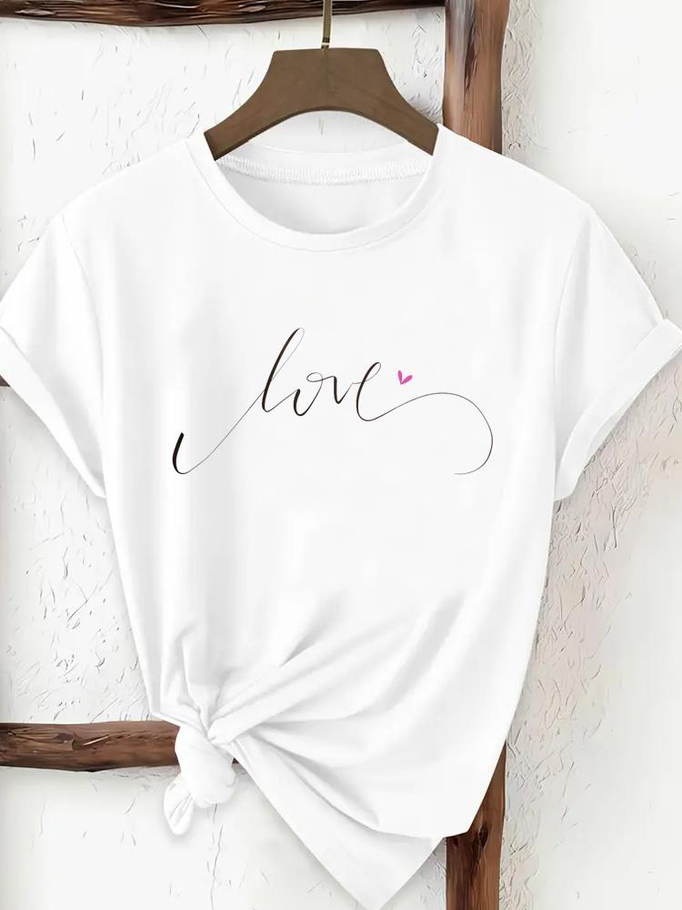 (Asian Size) cartoon letter  Tee Top Woman Print Women Clothing Short Sleeve T Shirt Fashion Female Graphic T-shirts