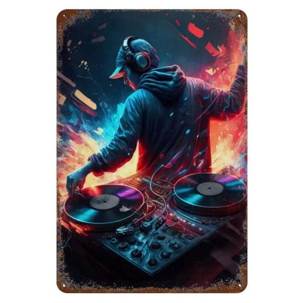 Metal Tin Signs Lighting DJ Wall Decoration Plaque Vintage Art Poster Iron Painting for Man Cave Home Cafe Game Room Club Bar