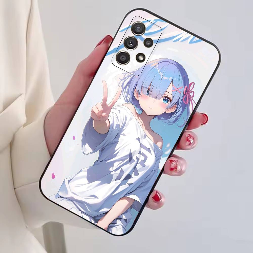 Rem Anime Girl Re Zero Phone Case For Samsung S25,S24,S21,S22,S23,S30,Ultra,S20,Plus,Fe,Lite,Note,10,Black Cover