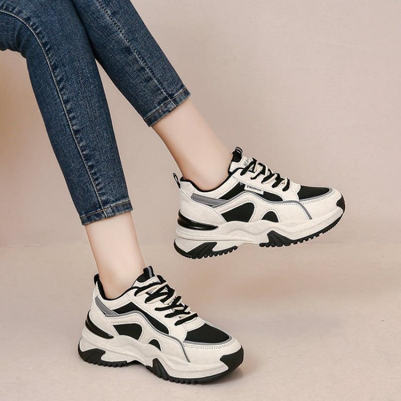 Foreign trade dad shoes women 2025 Korean version rubber sole showing feet small casual women's shoes thick sole heightening sports shoes