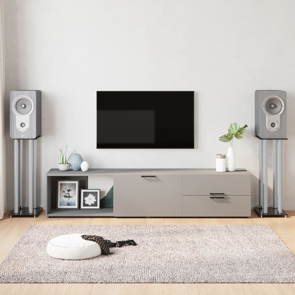 Vidaxl Speaker Stands, 2 Pcs, Black-Silver, Tempered Glass
