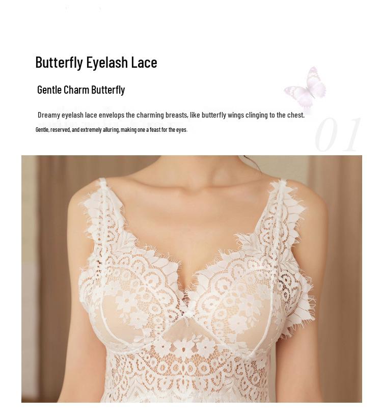 Plus Size Sexy Deep V Sheer Tulle Pajamas Dress 191