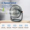 Home Portable Mini Desktop Fan USB Rechargeable Fan 5-Speed Wind and LED Light 360° Rotation 6 Inch Quiet Fan for Bedroom Office