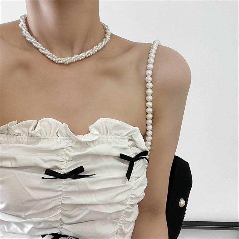 Elegant Fashion Pearl Exquisite Necklace Twist Trendy Simple Design Choker Chains For Lady Wedding Party Jewelry Necklaces